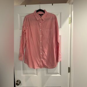 Banana Republic: Orange and White Strip Button Down Top